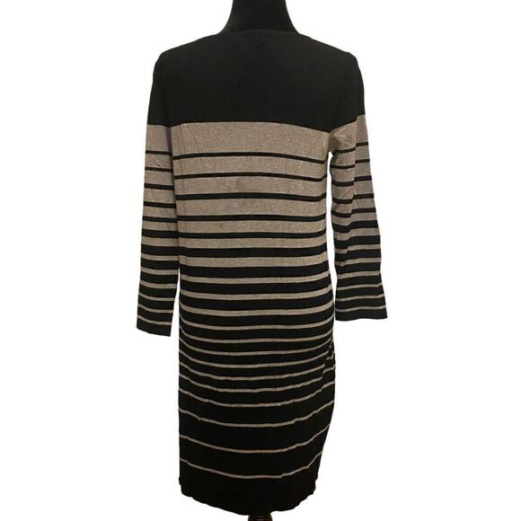 Spense Black‎ and Gray Striped Dress Long Sleeve Dress Size Medium - Picture 4 of 11